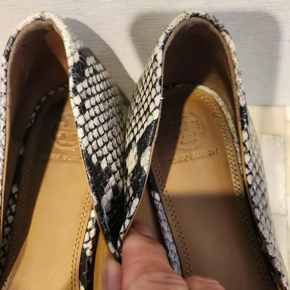 Tory Burch Chelsea Snake-Print Ballet Flats